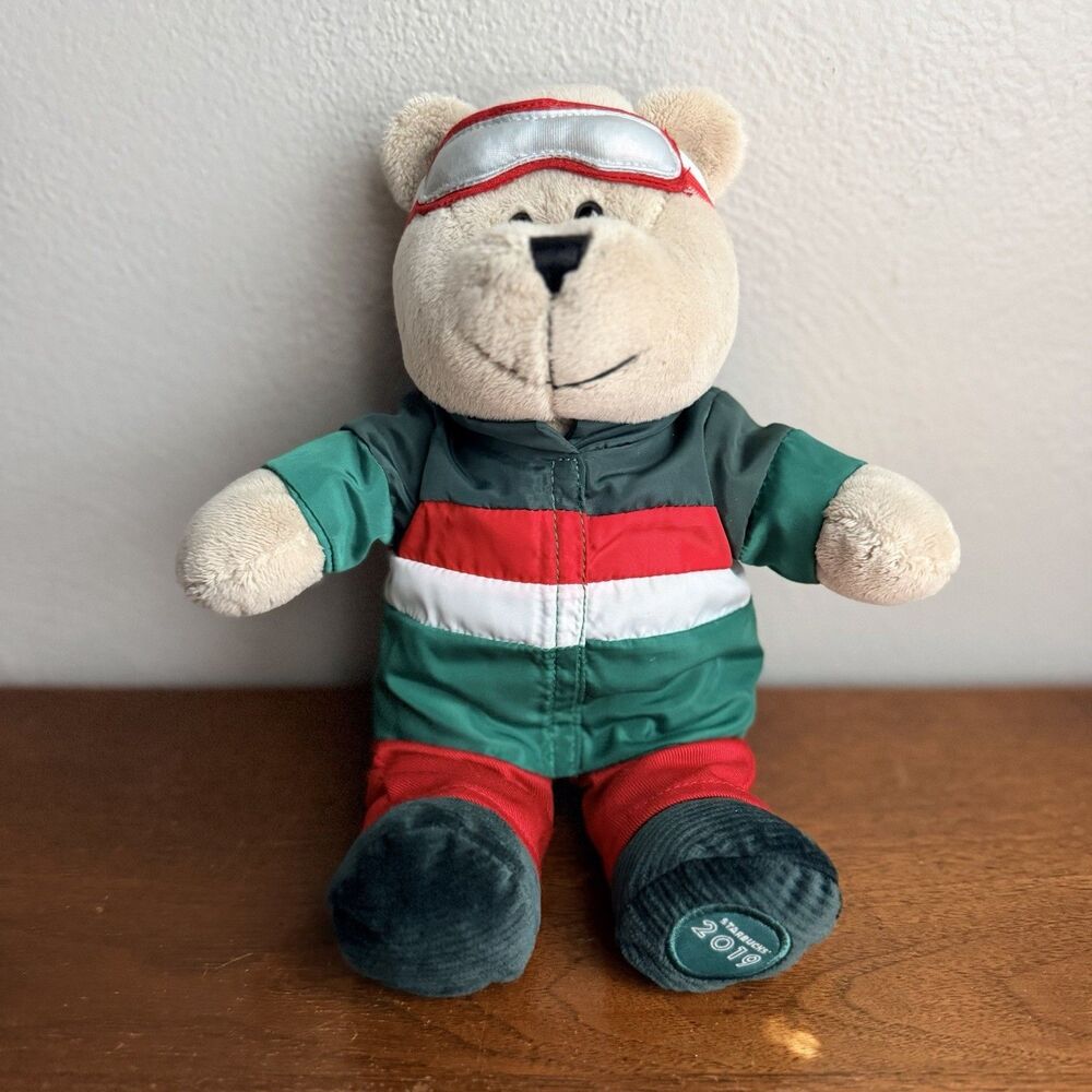 Starbucks Bearista Bears Plush Ski Bear 2019 Red Green 10"